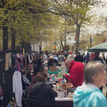 Flea market crowd on Broad Street between Snyder and Jackson